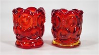 (2) L.E. SMITH AMBERINA GLASS MOON & STAR TOOTHPIC