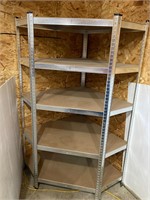 Corner shelf. Metal. 48” x 36” x 70” high.