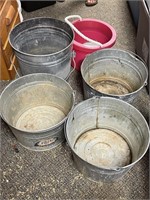 4 galvinized buckets, 3 are 4 and 1quart gallons