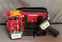 Lot of 3-Husky Bag, Impact Wrench, 6 point Set