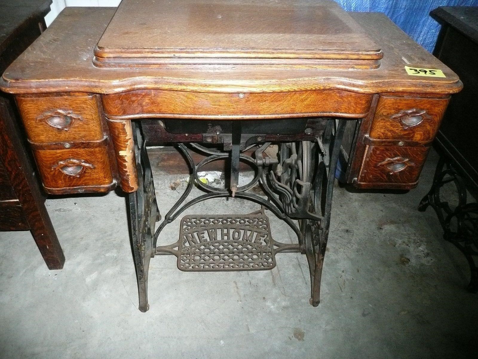 New Home Treadle Sewing Machine and Cabinet