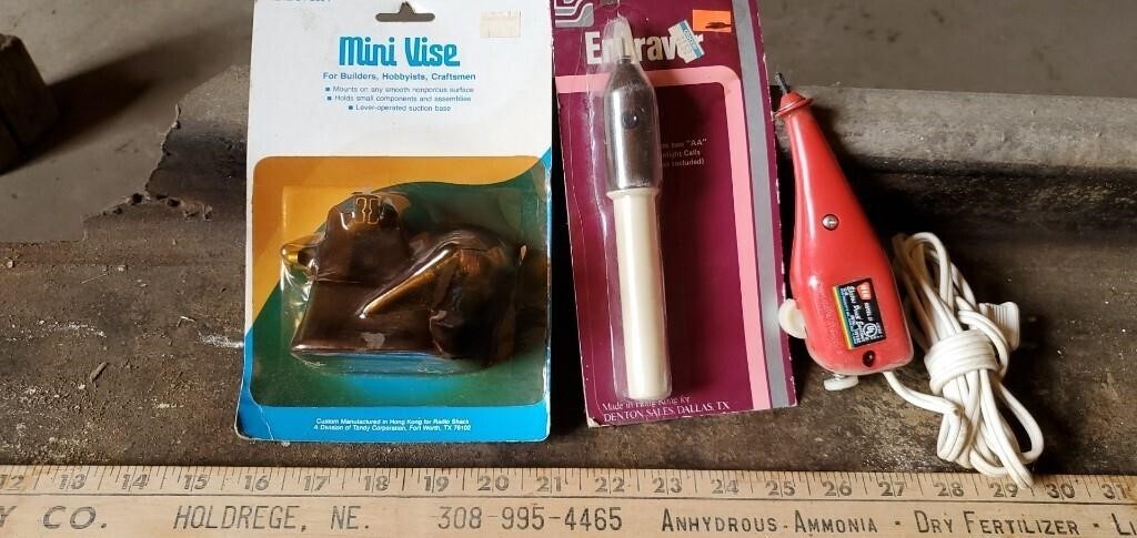 Mini Vise (new in pkg), Electric Engraver,