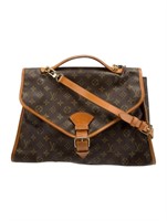 Louis Vuitton Brown Canvas Flat Handle Briefcase