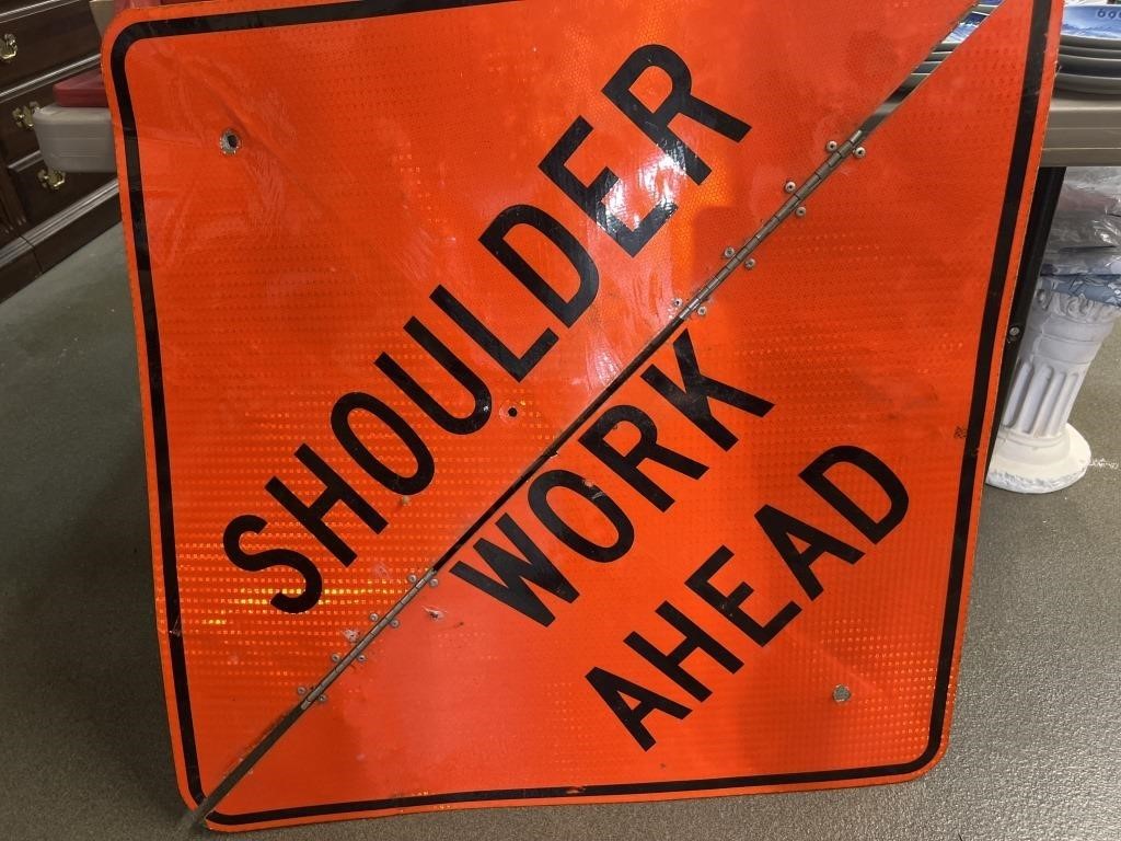 Shoulder work ahead large sign