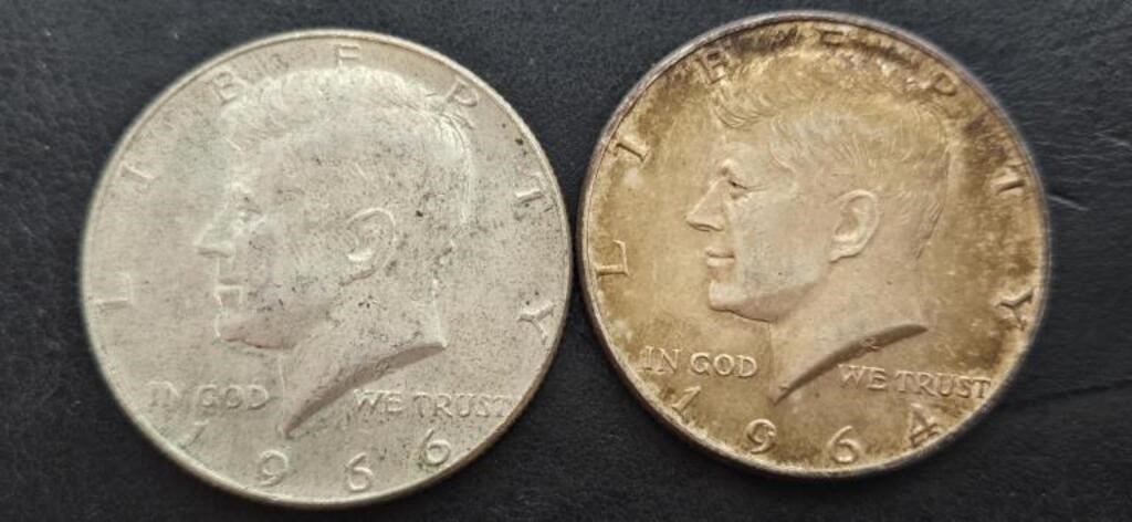 1964 & 1966 Kennedy Half Dollars
