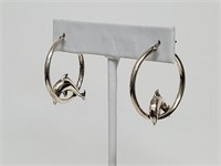 .925 Sterl Silv Dolphin Hoop Earrings