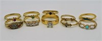 10 Gold Tone Delicate Rings