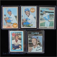 1968-1971 Topps Ernie Banks MLB Baseball Cards (5)