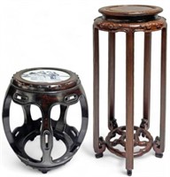 Chinese Wood Stand and Garden Seat.