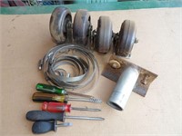 4" CASTERS, HOSE CLAMPS, SCREWDRIVERS