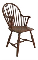 BRACE BACK WINDSOR ARM CHAIR IN RED OVER GREEN