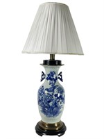 LRG Asian Hand Painted Vase Lamp