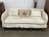 White Floral Design 6ft Love Seat Couch and