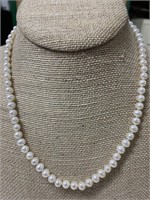 Sterling Silver & Hand Knotted Pearl Necklace