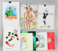 Lot of 10 Original Italia 1990 World Cup Drawings