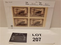 CANADA BLOCK 20 CENT SHIPPING STAMPS MINT