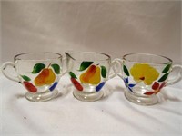 Bartlett Collins Hand Painted Fruit Clear Glass
