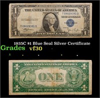 1935C $1 Blue Seal Silver Certificate Grades vf++