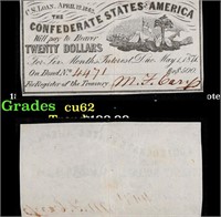 1862 Confederate States Twenty Dollars Note Grades