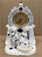 Vintage Porcelain Man & Women Quartz Mantel Clock