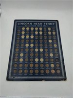 1909-1940 Lincoln Cent penny coin board collection