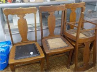 4 Oak T back chairs NO 82