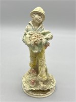 Painted Boy w/ Fruit Basket Figurine