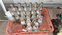 24 Antique Pepsi bottles and milk glass jar