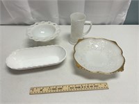 Assorted Milk Glass Dishes