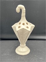 Vintage Umbrella Ceramic White Flower Frog