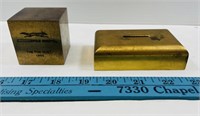 2 Vintage Brass Paper Weights