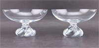Pair of Swedish Crystal Footed Bowls