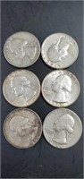 1- 1946, 5 - 1960's silver quarters