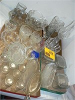 4 FLATS GLASSWARE WITH REFRIGERATOR DISHES,