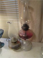 2 Old Oil Lamps - 1 Finger Lmap, 1 regular Tall