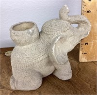 Sand casted elephant with incense holder