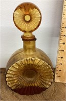 Italian amber glass decanter with stopper