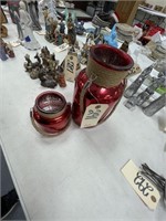 2 pcs Red Decorative Glass Jars