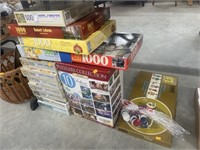 Puzzles, vintage clue board game , poker chips