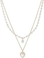 Round .25ct White Topaz & Pearl Layered Necklace