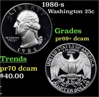 Proof 1986-s Washington Quarter 25c Grades GEM++ P