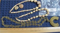 4pc. - 2 shiny eggshell color bead necklaces w/