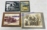 Lot of Old Framed Train Pictures & Antique Photo