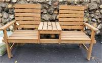 2 seat wood patio bench, light weight