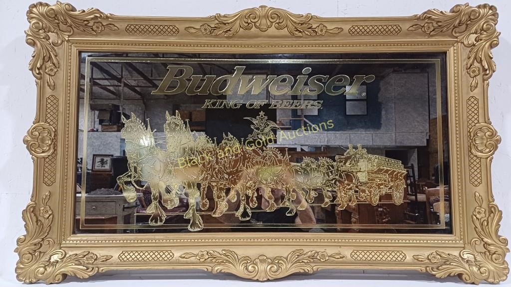 Large Budweiser Sign w/ Ornate Wood Frame