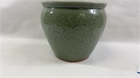 Vintage Chinese Celedon Glazed Peony Planter