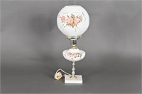 Vintage Hand Painted Wild Roses Banquet Lamp