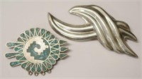 Two Mexican silver modernist brooches