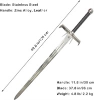 49.6" Stainless Steel The Kurgan Sword For Cosplay