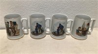 (4) Collectible Norman Rockwell Mugs